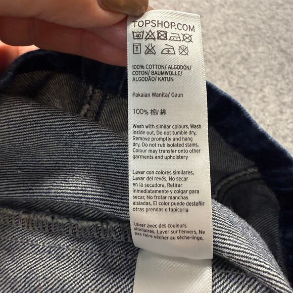 Women's Topshop Moto Denim Blue Jean Sleeveless Zip Front Dress Size 4 - Picture 4 of 8